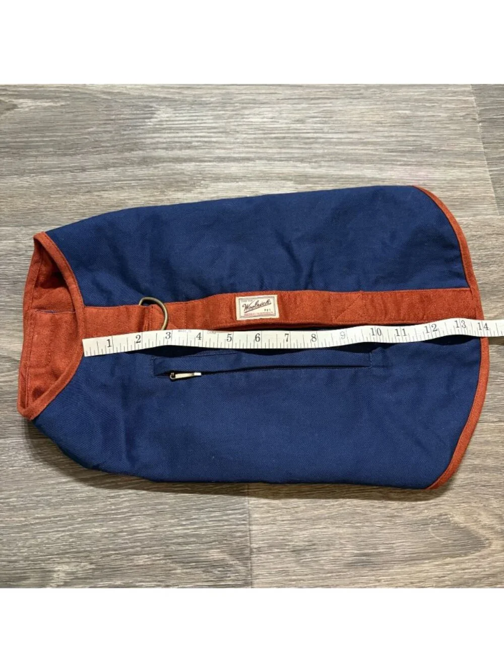 Woolrich Insulated Dog Coat Jacket Navy Rust Medium Durable Adjustable Harness